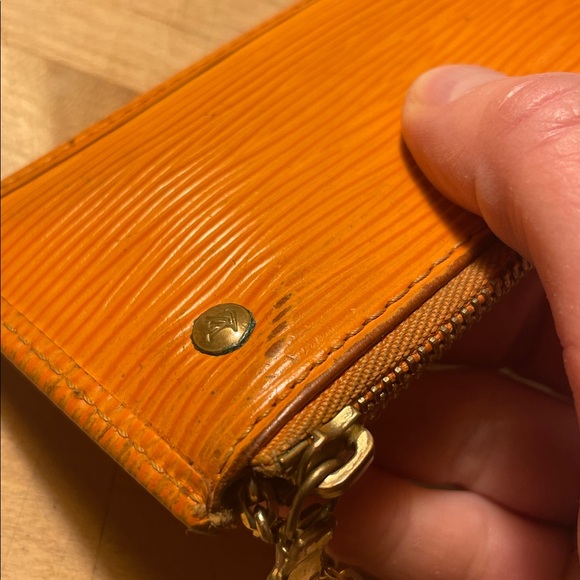 Louis Vuitton Orange Epi Leather Keychain Card Case w Zipper! - Picture 6 of 13